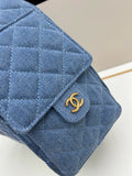 2025 Spring/Summer Collection Denim Quilted Drawstring Chain Bag