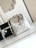 Shiny Crumpled Lambskin Quilted Medium CC Funky Town Hobo Black