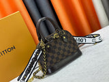 Damier Ebene checkerboard Alma BB shell bag.