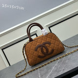 Cambon Line Suede Boston Bag