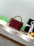 Leather CHAN VANITY CASE WITH TOP HANDLE