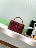 Leather CHAN VANITY CASE WITH TOP HANDLE