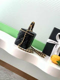 Leather CHAN VANITY CASE WITH TOP HANDLE