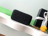 Leather CHAN VANITY CASE WITH TOP HANDLE