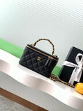 Leather CHAN VANITY CASE WITH TOP HANDLE