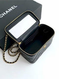 Leather CHAN VANITY CASE WITH TOP HANDLE