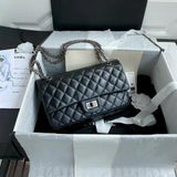 2.55 handbag in distressed calfskin and silver chain