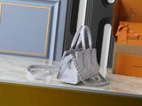 Grey embossed leather mini handbag collection