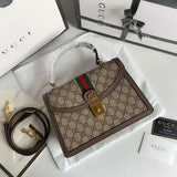 Classic monogram red and green webbing handbag