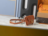 Brown leather lock handbag collection