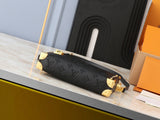 Black embossed leather handbag series with metal lock