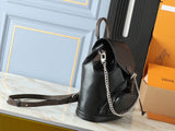 Black leather patchwork monogram backpack series