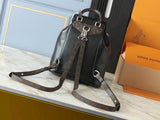 Black leather patchwork monogram backpack series