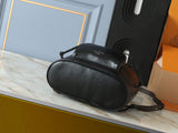 Black leather patchwork monogram backpack series
