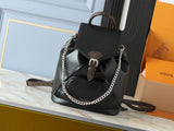 Black leather patchwork monogram backpack series