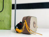 PVC brown leather tiger head camera bag