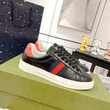 Ace Series Black Leather Men's Woven-Lace Leather Sneakers| 757892 AACAG 1096