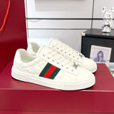 Men's Ace Series White Leather GG Embossed Sneakers (with Woven Straps)| 757892 AACAG 9055