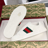 Men's Ace Series White Leather GG Embossed Sneakers (with Woven Straps)| 757892 AACAG 9055