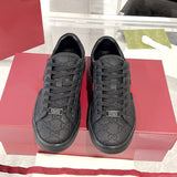 Men's Ace Series GG Embossed Leather Low-Top Sneakers - Black |625787 1XK10 1000