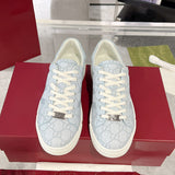 Ace Series Light Blue GG Supreme Canvas Web Stripe Women's Sneakers |760774 FACMZ 4049