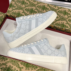 Ace Series Light Blue GG Supreme Canvas Web Stripe Women's Sneakers |760774 FACMZ 4049
