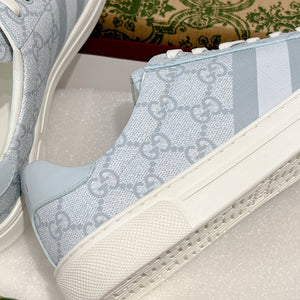 Ace Series Light Blue GG Supreme Canvas Web Stripe Women's Sneakers |760774 FACMZ 4049