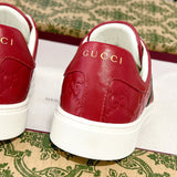 Ace Series Red GG Embossed Leather Men's Sneakers| 757892 AADSP 6247