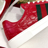 Ace Series Red GG Embossed Leather Men's Sneakers| 757892 AADSP 6247