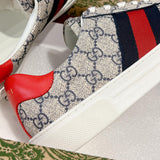 Women's Ace Series Web Strap Beige GG Supreme Canvas Sneakers |760774 FACMZ 4049