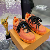 Men's Skate Sneakers Orange Calf Leather, Full-Grain Suede, and Technical Mesh| 1AJ590