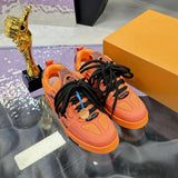 Men's Skate Sneakers Orange Calf Leather, Full-Grain Suede, and Technical Mesh| 1AJ590