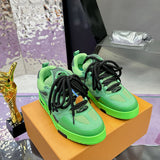 Skate Sneakers in Green Satin Leather and Technical Mesh |1AC520