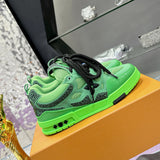 Skate Sneakers in Green Satin Leather and Technical Mesh |1AC520
