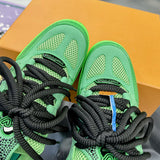 Skate Sneakers in Green Satin Leather and Technical Mesh |1AC520