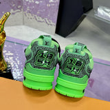 Skate Sneakers in Green Satin Leather and Technical Mesh |1AC520