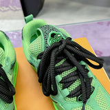 Skate Sneakers in Green Satin Leather and Technical Mesh |1AC520
