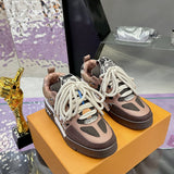 Men's Skate Sneakers Brown Technical Mesh and Embossed Snake-Patterned Leather |1ABMGB