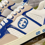Men's MAC80 Series Low-Top Sneakers (Off-White and Blue Leather Mix) |749896 AAB79 9149