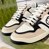 MAC80 Series Men's Interlocking Double G Sneakers (Off-White and Black Leather) |756811 AAB79 1051