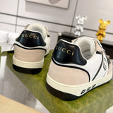 MAC80 Series Men's Interlocking Double G Sneakers (Off-White and Black Leather) |756811 AAB79 1051