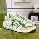 Men's MAC80 Series White and Green Calfskin Patchwork Sneakers |749896 AAB79 9148