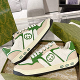 Men's MAC80 Series White and Green Calfskin Patchwork Sneakers |749896 AAB79 9148