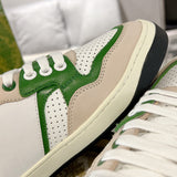 Men's MAC80 Series White and Green Calfskin Patchwork Sneakers |749896 AAB79 9148