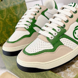 Men's MAC80 Series White and Green Calfskin Patchwork Sneakers |749896 AAB79 9148
