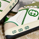 Men's MAC80 Series White and Green Calfskin Patchwork Sneakers |749896 AAB79 9148