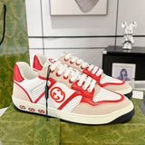 MAC80 Series Men's Low-Top Double G Embroidered Sneakers (Beige/Red) |749896 AAB79 9150