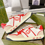 MAC80 Series Men's Low-Top Double G Embroidered Sneakers (Beige/Red) |749896 AAB79 9150