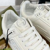 Screener Series Men's All-White Perforated Leather Low-Top Sneakers |798785 AADU0 9094