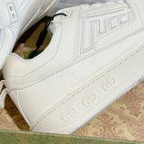 Screener Series Men's All-White Perforated Leather Low-Top Sneakers |798785 AADU0 9094